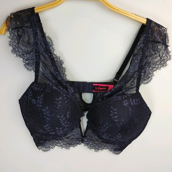 La Senza Navy Lace Bra With Cap Sleeve Straps